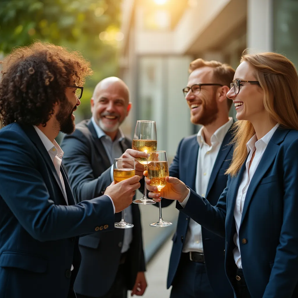 Celebración de un hito de proyecto exitoso